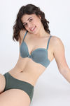 Zivame Padded Regular Wired Low Coverage Plunge Neck Tshirt Bra - Grey Green — thumbnail 5